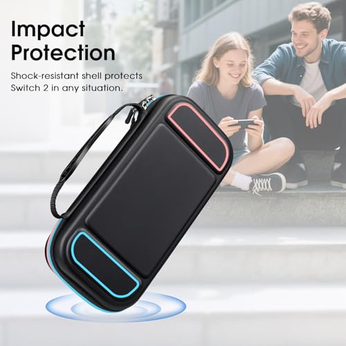 FINTIE Carrying Case for Nintendo Switch 2 (2025), Shockproof Hard Shell Switch 2 Case, Protective Cover Travel Bag with 19 Game Card & 2 Micro SD Card Slots & Inner Pocket, Darknight - color: Darknight
