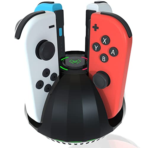 Switch Controller Charging Dock for Nintendo OLED Joycon, Charger Station with Switch 1 JoyCon, 4 in 1 Joycon Charging Dock for Joy Con with LED Indication and USB Type-C Charger Cable - size: 100cm