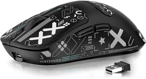 MANBASNAKE Attack Shark X3 Wireless Gaming Mouse, 49g Lightweight Triple Mode Ergonomic Computer Mouse, PAW3395 26K DPI Sensor, 200h Battery Life, Griptape Programmable Buttons for PC/Laptop/Mac/Win - color: Black & Griptape