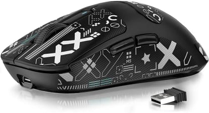 MANBASNAKE Attack Shark X3 Wireless Gaming Mouse, 49g Lightweight Triple Mode Ergonomic Computer Mouse, PAW3395 26K DPI Sensor, 200h Battery Life, Griptape Programmable Buttons for PC/Laptop/Mac/Win - color: Black & Griptape