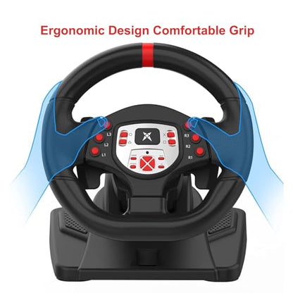 DOYO PS4 Steering Wheel and pedals and shifter, volante para PC, 180°gaming racing wheels Dual-Motor Feedback Driving Force for PS3/PS4/PC/Switch/Android