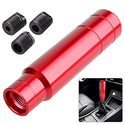 BARTOO Aluminum Alloy Heavy Weighted Shifter Knob, 5" Auto Gear Shift Knob, Car Gear Lever Stick Shifter Handle,with 3 Threaded Adapters M8 M10 M12,Fit Most Automatic Manual Vehicle(Red) - color: Red