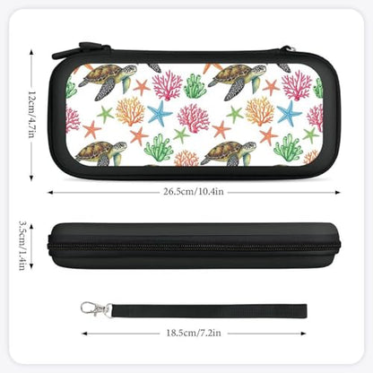 PPIKTC Protective Carrying Case for Switch, Travel Game Console Holder Bag with 15 Game Cartridges, Ocean Animal Sea Turtle Floral - color: Design (333)