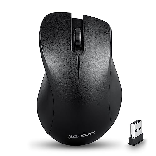 Perixx PERIMICE-621B Wireless Mouse - Silent Click with Ergo Design - Compatible for Desktop and Laptop PC - Wireless 2.4 GHz - Black - style: - Wireless Black