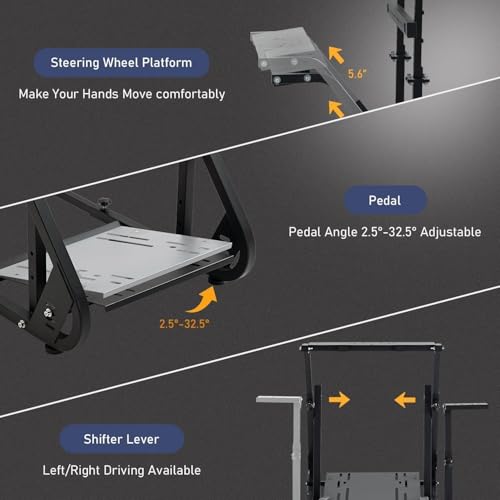 Dardoo G923 Racing Simulator Cockpit with Monitor Frame Fit for Logitech G29 G920, for Thrustmaster T80 T150, for Fanatec, Gaming Wheel Stand with Seat,Not Included Shifter,Wheel,Pedals and Display