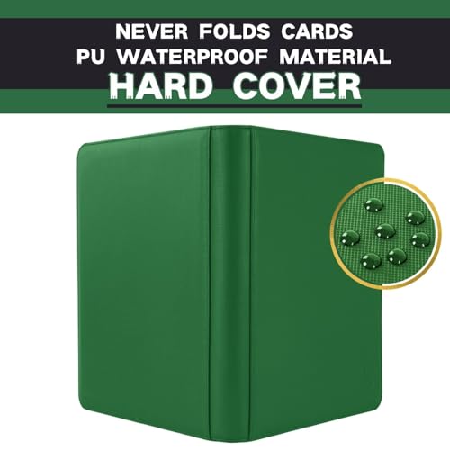 Extra Large 1000+ Pockets Trading Card Binder, 16-Pocket Card Ablum Compatible with MTG,Sports Cards & Other Standard Size Trading Cards (Green) - color: Green