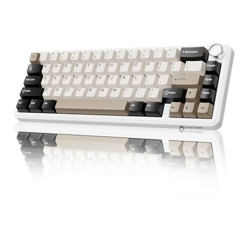 ATTACK SHARK X66 Wireless 60% RGB Mechanical Gaming Keyboard-Cheese White | Volume Knob,Tri Mode-USB-C Wired/BT5.0/2.4Ghz,Gasket Mount,PBT Keycap,Hot Swappable Strawberry Switch,TKL,NKRO for PC Win Mac - color: Cheese White