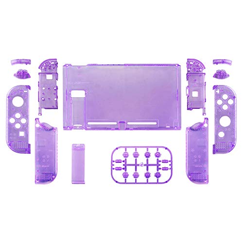 eXtremeRate DIY Replacement Shell Buttons for Nintendo Switch, Back Plate for Switch Console, Housing with Full Set Buttons for Joycon Handheld Controller - Clear Atomic Purple [No Electronics Parts] - color: Clear Atomic Purple