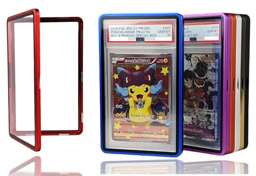 RedCap Magnetic Aluminum PSA Graded Card Holder 35PT Premium PSA Slab Protector Display Case with UV Resistant Glass Fits Standard PSA Graded Sports Trading Cards - Ruby Radiance - color: Ruby Radiance