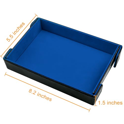 SIQUK Magnetic Folding Dice Tray Rectangle Dice Rolling Tray PU Leather Dice Trays Foldable Dice Holder Dice Rolling Mat Storage Box for D&D RPG Dice Games, Royal Blue - color: Royal Blue