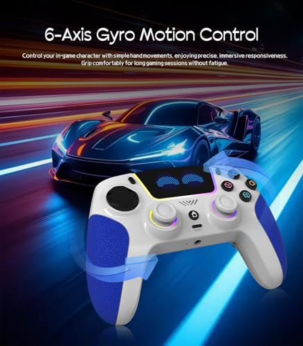 RGB Wireless Controller for PS5,with Hall-Effect Joysticks/Dual Vibration/ Turbo & Macro ,Programmable,3.5Mm Audio Jack, 6-Axis Motion Control Gamepad with Speaker, PS5 Pro/iOS/Android/PC/MAC/Steam Deck - color: Blue