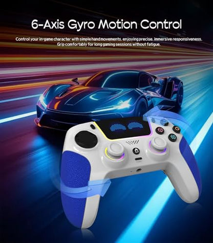 RGB Wireless Controller for PS5,with Hall-Effect Joysticks/Dual Vibration/ Turbo & Macro ,Programmable,3.5Mm Audio Jack, 6-Axis Motion Control Gamepad with Speaker, PS5 Pro/iOS/Android/PC/MAC/Steam Deck - color: Blue