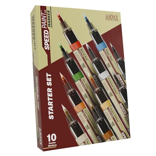 The Army Painter, Speedpaint Marker Starter Set, 10 x 6 ml | 9 marker contrasto e 1 metallico, con 10 punte extra, per DnD e Warhammer