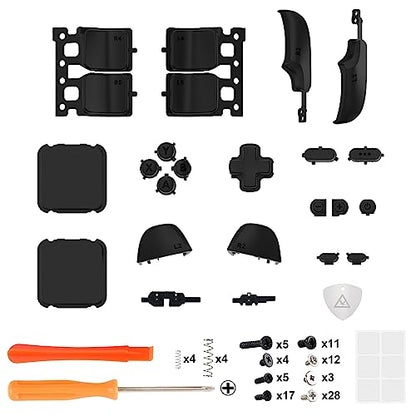 eXtremeRate Black Replacement Full Set Buttons for Steam Deck, DIY Custom ABXY D-pad Trackpad Bumpers Triggers Buttons and Screwdriver Tools for Steam Deck LCD Handheld Console - Console NOT Included - color: Black
