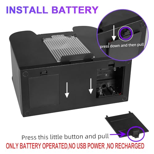 FEIERYA Automatic Card Shuffler 2/1/4/6 Deck,Battery-Operated Electric UNO Poker Shuffler,Playing Card Shuffler for Home Card Game,Travel - size: 6 Decks