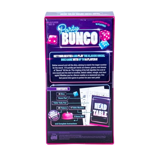 Endless Games Bunco Dice Party Game – Classic Fast-Paced Game for 2-16 Players | Ages 14+ | Includes Dice, Score Pad, and Accessories