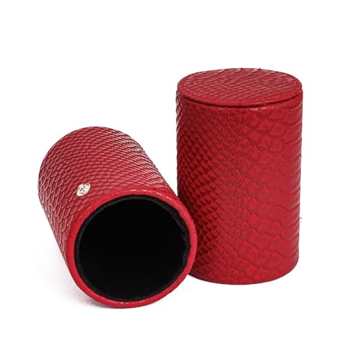 3 in 1 PU Leather Dice Rolling Tray with Two Dice Cup Set, Portable Folding DND Dice Trays for RPG Board Games and Pub Party Games - color: Red