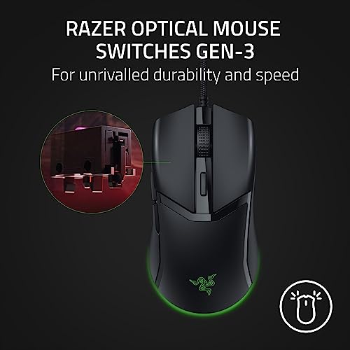 Razer Cobra Wired Gaming Mouse, Gen-3 Optical Switches, 58g, Black | Chroma RGB Lighting with Underglow, Precise 8500 DPI Optical Sensor, 100% PTFE Mouse Feet - color: Black