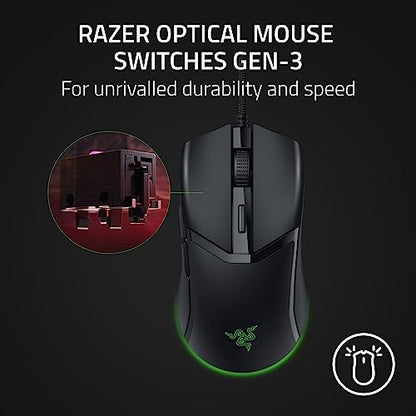 Razer Cobra Wired Gaming Mouse, Gen-3 Optical Switches, 58g, Black | Chroma RGB Lighting with Underglow, Precise 8500 DPI Optical Sensor, 100% PTFE Mouse Feet - color: Black