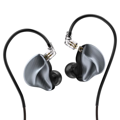 MAXAUX in Ear Monitors Earphones Wired IEM Headphones Without Microphone,1DD+1BA HiFi Bass,4N OFC Detachable Cable,Noise Isolating Earbuds for Musicians,Singers,Studio,Gaming,Stage Monitors,DJ,PC,PS5 - color: Iron gray
