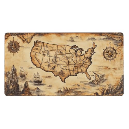 MTG Playmat Old Classical Map TCG Play Mat Original Hand-Painted Smooth Surface Stitched Edges Non-Slip Rubber Base for Trading Card Games Board Games 23.5x13.6in