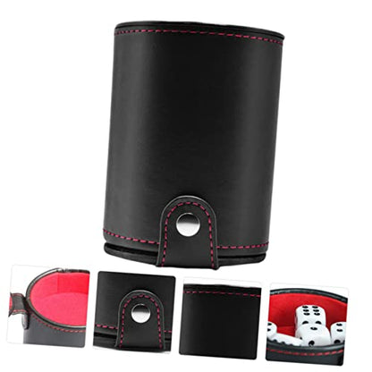 GARVALON 1set Double-Layer Dice Cup Pu Leather Dice Storage Container Lids Includes Shaking Cup and Dot Dices for Family Gatherings and Bar Entertainment