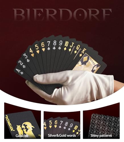 BIERDORF Diamond Waterproof Black Playing Cards, Poker Cards, HD, Deck of Cards (Black) - style: Black