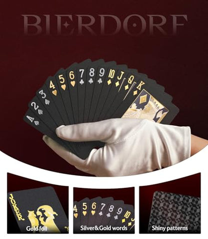 BIERDORF Diamond Waterproof Black Playing Cards, Poker Cards, HD, Deck of Cards (Black) - style: Black