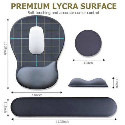 Ergonomic Mouse Pad with Wrist Rest and Keyboard Wrist Rest, Onyx Black | Wrist Rest for Computer Keyboard with Non-Slip PU Base, Pain Relief, Gel Mousepad with Wrist Support for Home & Gaming - color: Onyx Black