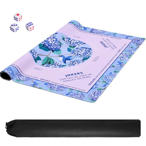 Mahjong Learning Mat (33” x 33”) with Black Carrying Bag, Anti-Slip, Mahjong Mat for Table, Board Games, Tile Games and Cards - color: Light Pink