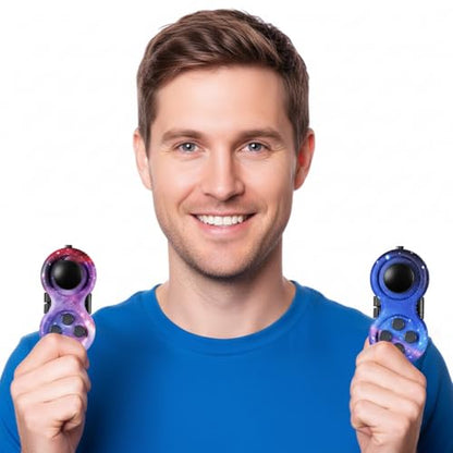 Skylety 2 Pcs Fidget Toys for Adults Controller Fidget Pad Stress Relief Cube Clicker Game Controller Sensory Educational Toy for Adhd Autism Relief Stress Anxiety(Starry Purple and Starry Blue Style) - style: Starry Purple and Starry Blue Style