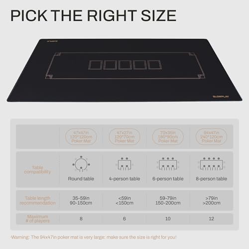 SLOWPLAY Godel Poker Mat, Water Repellent, Durable & Easy to Clean | Smooth premium surface; effortless card sliding; non-slip rubber base; lightweight, easy to carry; minimalist design - color: 47 X 27 Inch