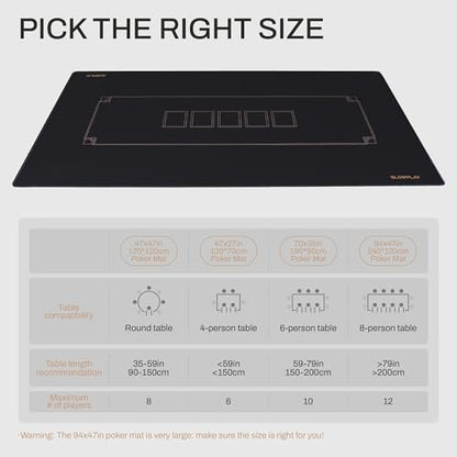 SLOWPLAY Godel Poker Mat, Water Repellent, Durable & Easy to Clean | Smooth premium surface; effortless card sliding; non-slip rubber base; lightweight, easy to carry; minimalist design - color: 47 X 27 Inch