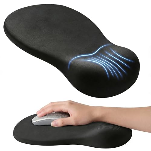 Ergonomic Mouse Pad with Wrist Rest, Memory Foam Wrist Support Mousepad with Non-Slip PU Base, Pain Relief Mouse Pads for Office Gaming & Home (Black) - color: Black