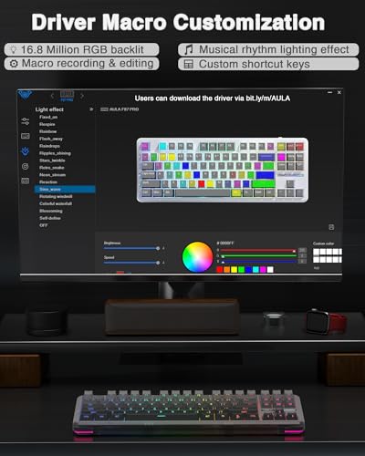 AULA F87 Pro Wireless Mechanical Keyboard,Tri-Mode BT5.0/2.4GHz/USB-C Hot Swappable Custom Keyboard,Pre-lubed Switches,Side Printed PBT Keycaps,75% TKL RGB Backlit Gaming Keyboards - color: F87Pro-Black