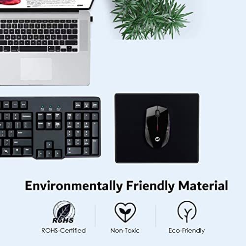 SaiTech IT 10-Pack Mouse Pads Bulk, Stitched Edges, Non-Slip Base | 2mm Cloth Surface, Waterproof, Anti-Slip Rubber Base, 8.66 x 7.1 in, Wired & Wireless Mouse Compatible - color: Black-10 Pack