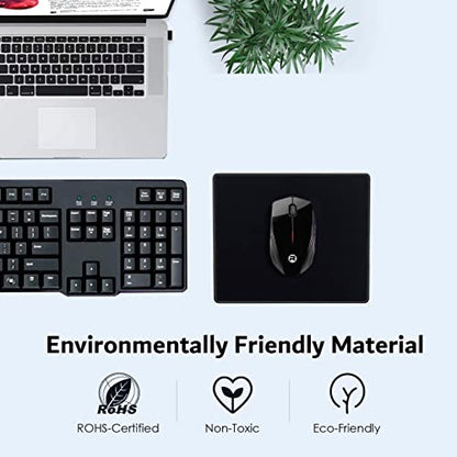 SaiTech IT 10-Pack Mouse Pads Bulk, Stitched Edges, Non-Slip Base | 2mm Cloth Surface, Waterproof, Anti-Slip Rubber Base, 8.66 x 7.1 in, Wired & Wireless Mouse Compatible - color: Black-10 Pack