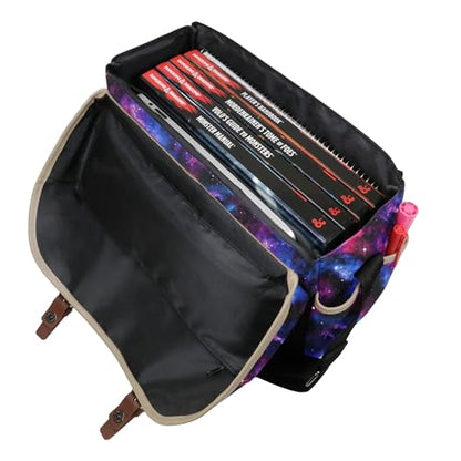 ENHANCE Designer Edition DnD Bag - RPG Player's Dungeons and Dragons Messenger Bag Fits Player's Handbook, Binders, Dice - color: Galaxy