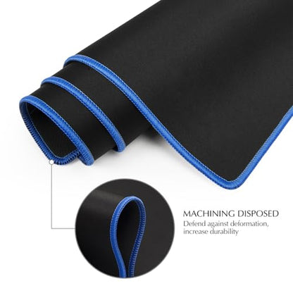 JIALONG Large Gaming Mouse Pad, Extended Mousepad with Blue Stitched Edges, XXL Desk Mat, Big Computer Keyboard Mat for Gaming and Office, 35.4 x 15.7 inches - color: Blue Stitched Edges