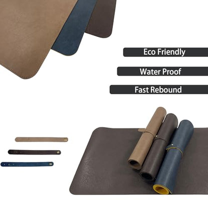Faux Leather TCG Card Game Playmat, Dark Brown & Black | 13.8"x23.6", Fast Rebound, Waterproof & Easy Clean, Retro Texture with Strap, For MTG FAB, Multi-Function Desk Pad - color: Dark Brown & Black