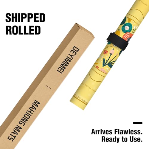 Deyimmei Mahjong Mat for Table - Non-Slip Mahjong Table Cover with Storage Pockets, Perfect Mahjong Accessories & Gifts for Women, Men, and Mahjong Enthusiasts (Golden Meadow) - style: Golden Meadow
