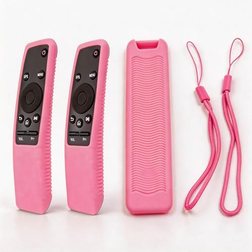 2 Pack Protective Silicone Remote Case Cover Compatible with Samsung Smart TV Remote BN59 Series, Anti-Slip Shockproof Sleeve Skin (Glow Pink) - color: Glow Pink