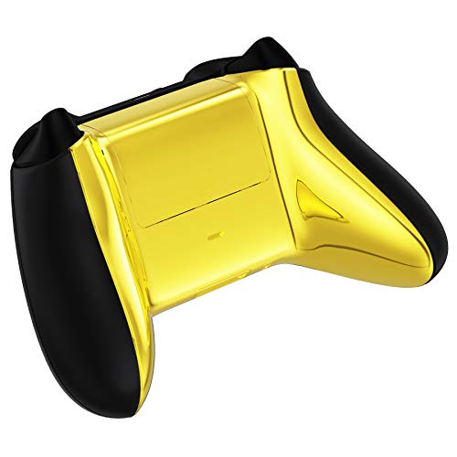 eXtremeRate Custom Back Cover Shell for Xbox Core Wireless Controller, Chrome Gold Replacement Controller Battery Cover & Bottom Shell for Xbox Series X & S Controller [Controller NOT Included]