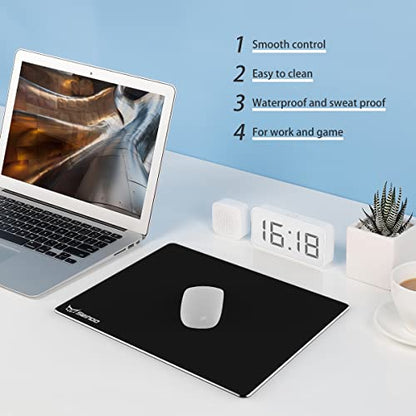 Metal Aluminum Mouse Pad Premium Hard Double Side Waterproof Ultra Smooth Office Supplies Blap Mousepad Fast and Accurate Control for Office and Game Laptop (Black, 11.81X9.45in) - color: Metal Aluminum-Black, size: 11.81x9.45in
