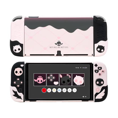 GeekShare Protective Case for Switch OLED Model,Anti-Scratch Slim Cover Case Compatible with Switch OLED Separable Soft Silicone Shell with 2 Thumb Grip Caps- Sweetheart Skull - size: for Switch OLED