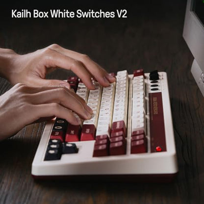 8Bitdo 87 Keys Retro Mechanical Keyboard Bluetooth/2.4G/USB-C, Hot Swappable, Dual Super Programmable Buttons, Volume knob for Windows and Android - Fami Edition - color: Fami Edition