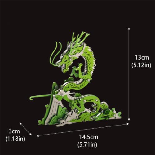 Chinese Dragon 3D Metal Jigsaw Puzzle, Cyan, 92 Pieces | DIY Games, Handmade Model Kits, Building Blocks Assembly, Gift for Adult - color: Chinese Dragon Cyan