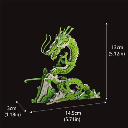 Chinese Dragon 3D Metal Jigsaw Puzzle, Cyan, 92 Pieces | DIY Games, Handmade Model Kits, Building Blocks Assembly, Gift for Adult - color: Chinese Dragon Cyan