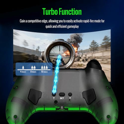 BETMI Wireless Controller for PS-5, Pro/Slim/PC (Black/Clear) | Hall Effect Joystick & Trigger/Macro/Turbo/RGB Light/3.5mm TRRS Audio Jack/Speaker/Mic/Mute Button/6-Axis Gyro/Dual Vibration