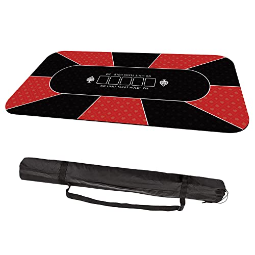 YUZPKRSI 70 x 35 Inch Poker Mat, 8 Players Texas Hold'em Poker Rubber Mat Poker Topper for Tables, Folding Portable Poker Table Top Layout w/Carrying Bag for Poker Games, Blackjack, Casino - color: 70 X 35 Inch-rectangular Red